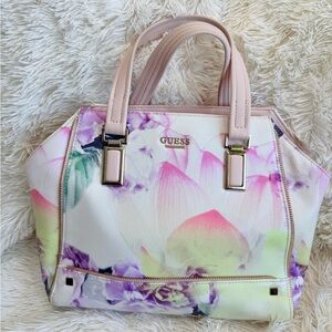 GUESS Floral Satchel in Pink and Purple